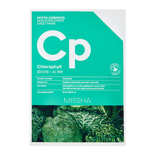 MISSHA Phytochemical Skin Supplement Sheet Mask Chlorophyll AC Care Gesichtsmaske 1 St&uuml;ck